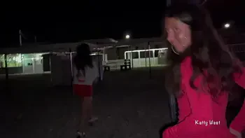 Shameless girls piss together in public