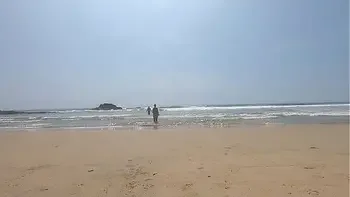 Walking nude freely & having fun on public nudist beach