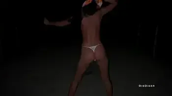 I filmed my slut wife walks the road and shows her pussy to people