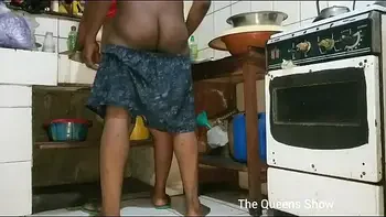 HIDDEN CAMERA perv caught squeezing and fucking his house maids big ass while his wife is inside the house