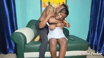 Cute ebony got put in the mood and fucked hard.