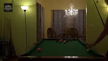 Hot MILF wife gets a hard handling on pool table. Huge tits rocking.