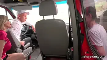 CougarMature blonde picks up young cock fucks lucky Hitchhiker in the MatureVan
