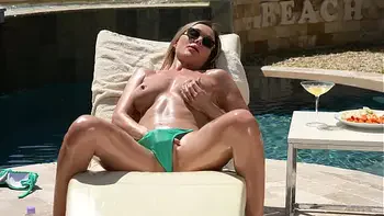 2 Golfers Ditch Their Clubs to DP Blonde Bombshell Venera Maxima by the Pool GP2619