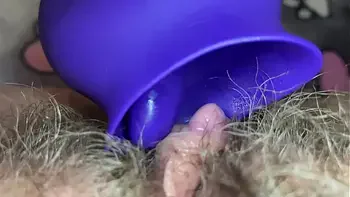 Extreme closeup big clit licking toy orgasm hairy pussy