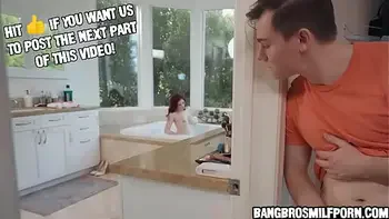 He was spying on his hot stepmom while she was taking her bath