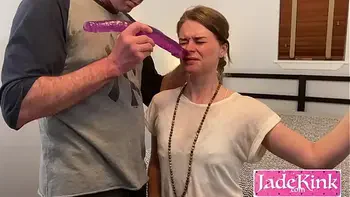 Cute newcomer gets taught how to deepthroat