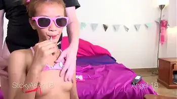 StickyAsian18 Angel 18 & Cici suck toy petite asian girls love your money