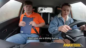 Fake Driving School Big tits Ukrainian blonde worst driver ever but this cheating wife is great fuck