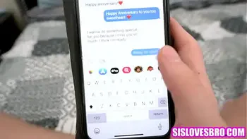Fucking with step sis while sexting girlfriend at same time