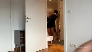 My husband is jerking off on her and cum a while my stepmom making up and does not see.