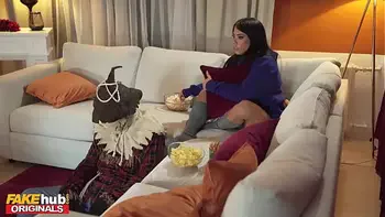 FAKEhub HALLOWEEN - Scarecrow Prank ends with hot Latina getting fucked Anal by college boyfriend