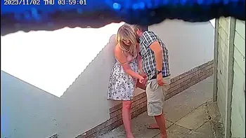 Cctv camera caught couple fucking outside public restaurant