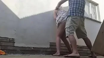 Fucking outdoor behind restroom area of bed and breakfast