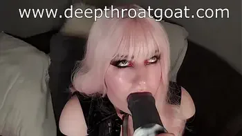 E Girl Deepthroats Huge Bad Dragon Dildo And Cries Black Tears