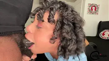 Curlyrican gets Two Creampies On her First Day of her Job