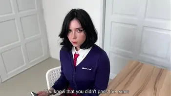 Busty Student Sucked Teacher's Fat Dick and Got Her Pussy Fucked till Cum In Mouth for Retaking an Exam