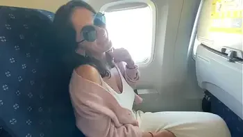 Busty stewardess flew on vacation with her lover and cummed hard on the plane toilet 10’000m alt