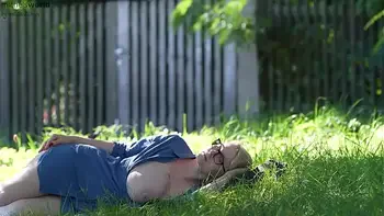 hiking trip - downblouse, saggy tits and public exposed