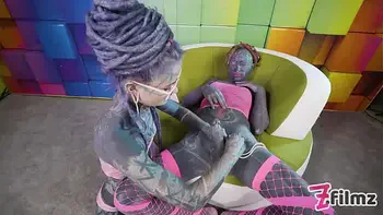 Dominatrix teases and pushes heavily tattooed SISSY to anal orgasm with doxy, anal fuckmachine and cockbondage