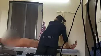 Customer flashing dick and convincing massage girl to jerk his small black dick