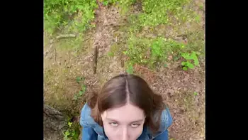 I went for a walk after fucking at home and decided to suck him off again and swallow cum outdoors