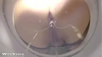 Toilet cam anal milk enema with pissing