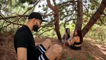 I go out to exercise with my two friends and we end up having a threesome outdoors