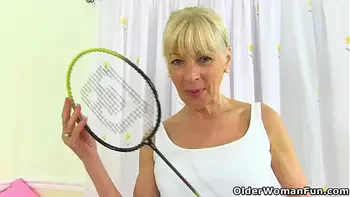 British granny Sensual Caroline gets her fanny soaked