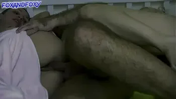 Stepfather fucks stepdoughter and creampie her on one bed with his wife