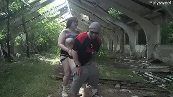 Hot public pegging in sunny weather