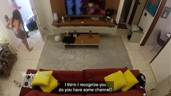 Hot wife Thay Ksada was recognized by the delivery man, she lets him suck her on the living room sofa - with English subtitles - teaser