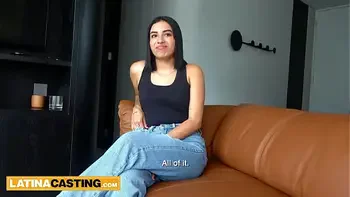 Hot Latina teen auditions at casting not wearing panties