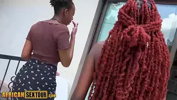 Casual party turned into threesome sex with two horny busty African teens