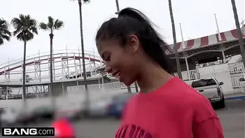 Barely legal Ebony teen Nia Naccis tight pussy gets stretched