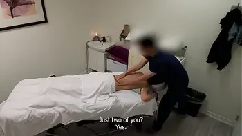 A gorgeous Japanese waitress who was like no, no, no, I have a boyfriend when her massage therapist was about to fuck her pussy, but she finished her massage with a big smile on her face