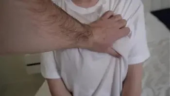 Stepsister deliberately doused herself with water to show her tits.