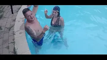 Neighbours wife handjob and finger fucking in swimming pool