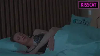 Step son Touches Step mom's Tits in Shared Bed and She Fucks Him Cowgirl the Next Day