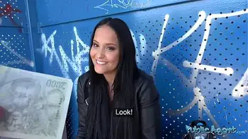 Public Agent - 18 years old brunette student had beautiful tits and fucks outdoors for the first time