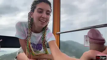 Public Dick Flashing on the Ferris wheel - Stranger Girl Help me Cum in her Mouth