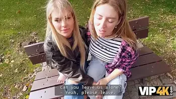 VIP4K. Naughty blonde lesbian didn’t see a problem to fuck on a job interview in front of her girlfriend