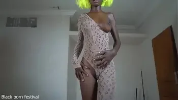 Her skinny ebony body and tits are perfect and she is also goofy