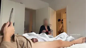 My step mom and I are getting ready for going out and my husband playing and showing off his cock.