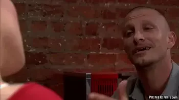 Blonde is tied and anal fucked in bar