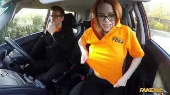 Fake Driving School - British ginger babe Ella Hughes gets her perfect pussy fucked during driving lesson