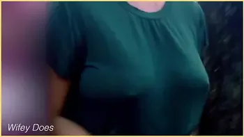 Wifey gets asked by stranger to flash her tits in public