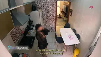 Hot wife Thay Ksada gets out of the shower and greets the delivery man in just a nightgown