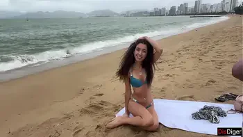Babe Can I Cum On Your Tits? - Public Cock Flashing On The Beach