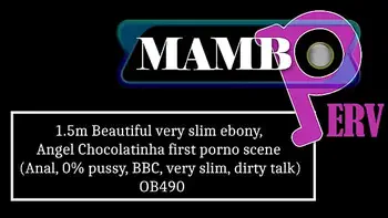 1.5m - 35kg -18 years Beautiful very slim ebony, Angel Chocolatinha first porno scene (Anal, 0% pussy, very slim, BBC, dirty talk, teen 18 ) OB490